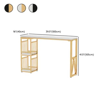 Modern Marble Rectangle Bar Table with Metal Storage Shelve for Living Room #size