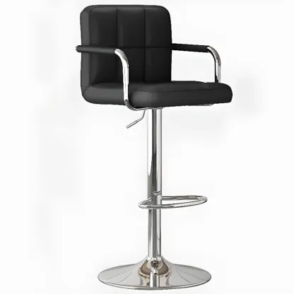 Adjustable Swivel Bar Stools with Cushioned Backrest Image - 10