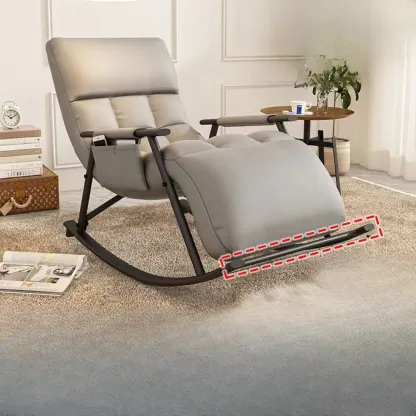 Modern Grey Upholstered Rocking Chair with Ottoman for Living Room Image - 4