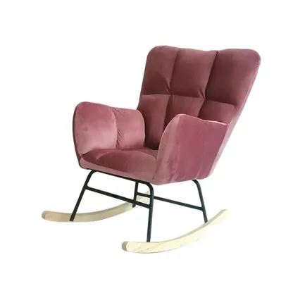 Tech Cloth Upholstered Wood Rocking Chair with Recessed Arm Image - 9