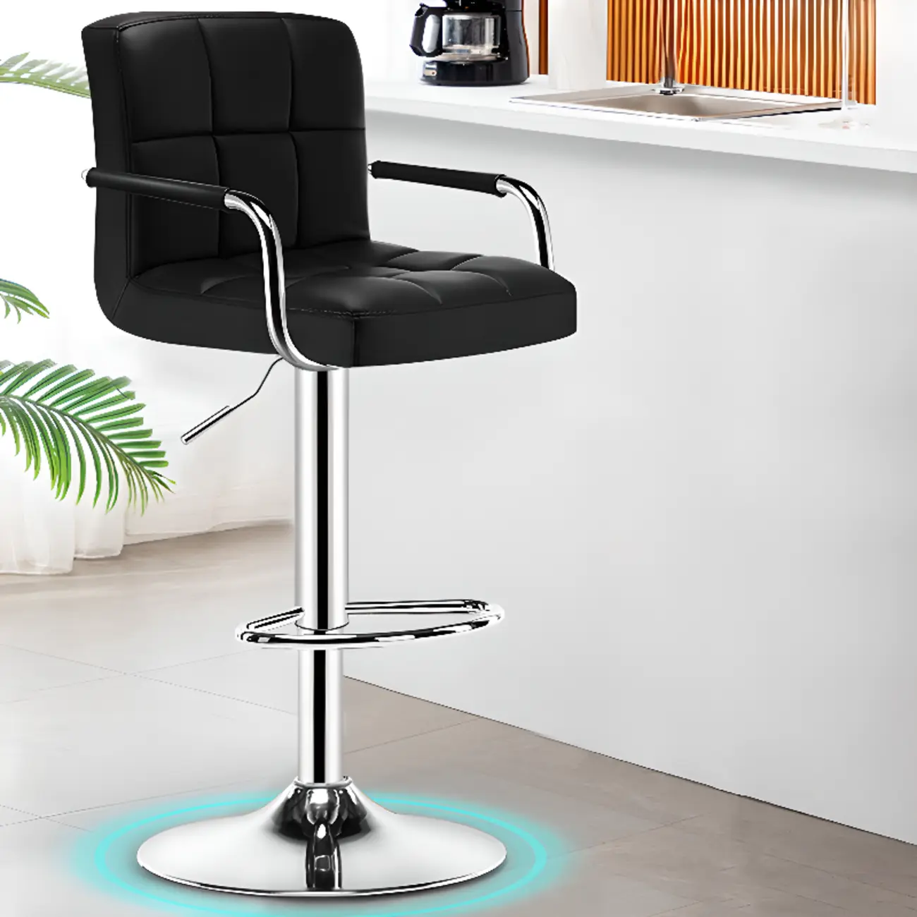 Adjustable Swivel Bar Stools with Cushioned Backrest Image - 11 | homeyfad
