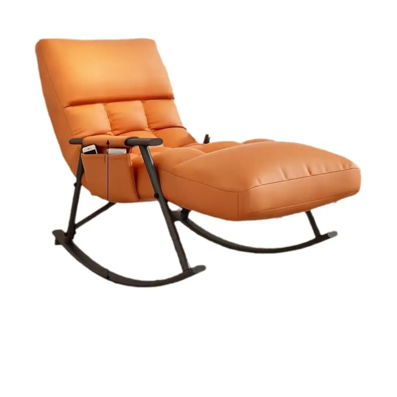 Modern Grey Upholstered Rocking Chair with Ottoman for Living Room Image - 6
