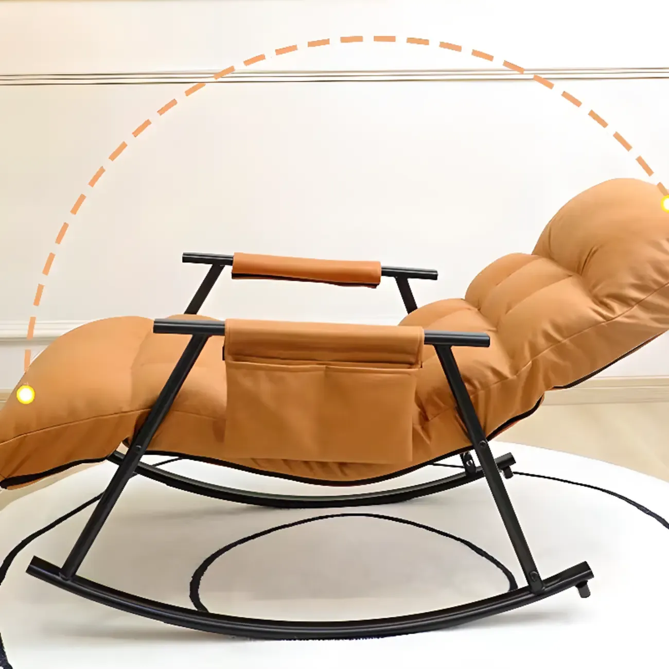 Modern Grey Upholstered Rocking Chair with Ottoman for Living Room Image - 7
