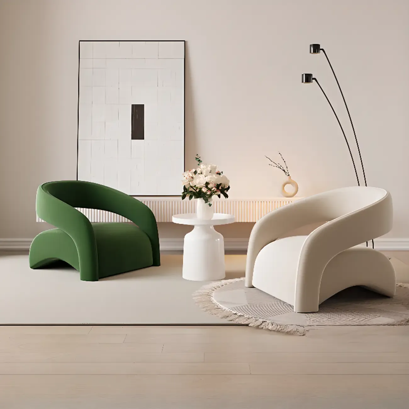 Modern Velvet/Sherpa Barrel Chair for Living Room Image - 1