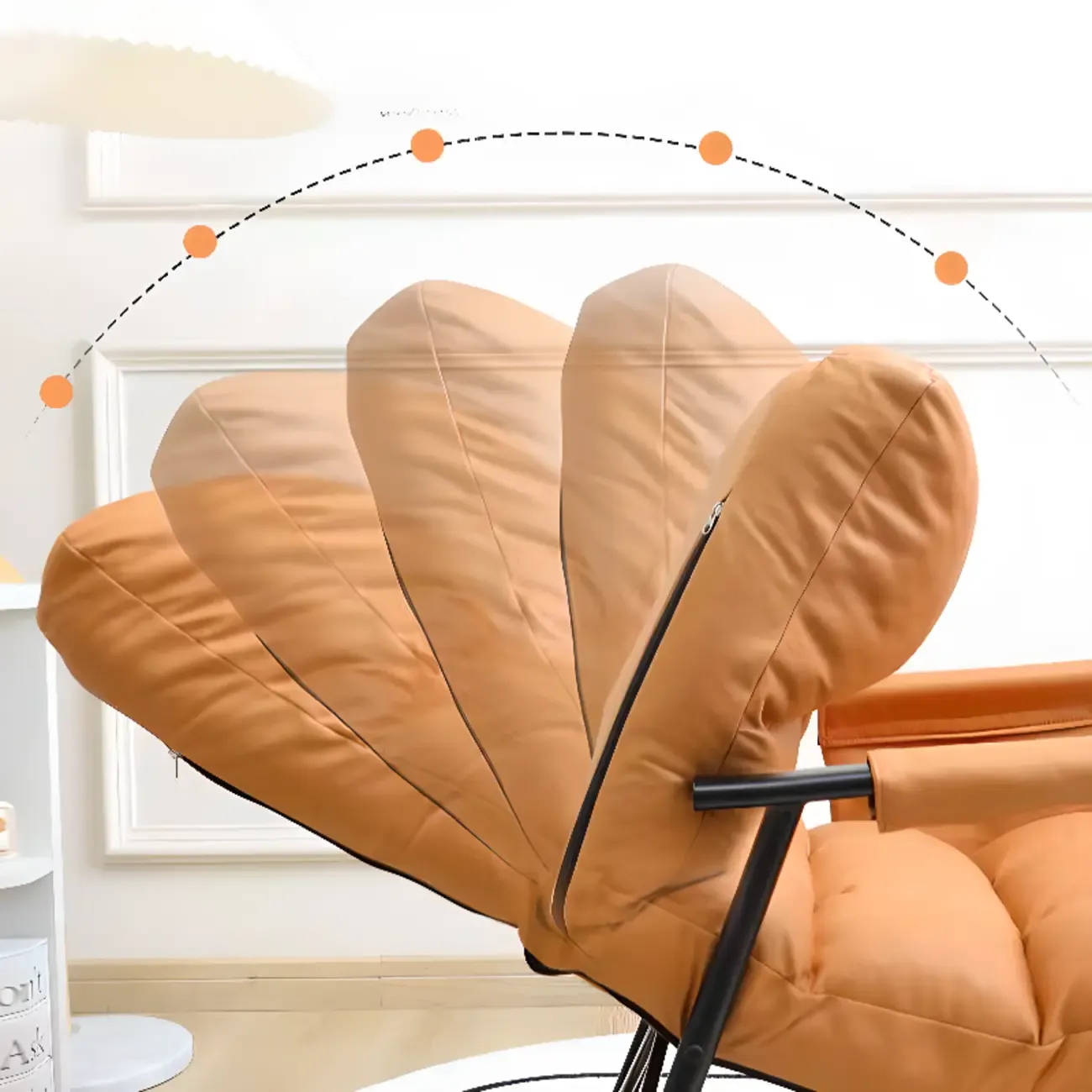 Modern Grey Upholstered Rocking Chair with Ottoman for Living Room Image - 8