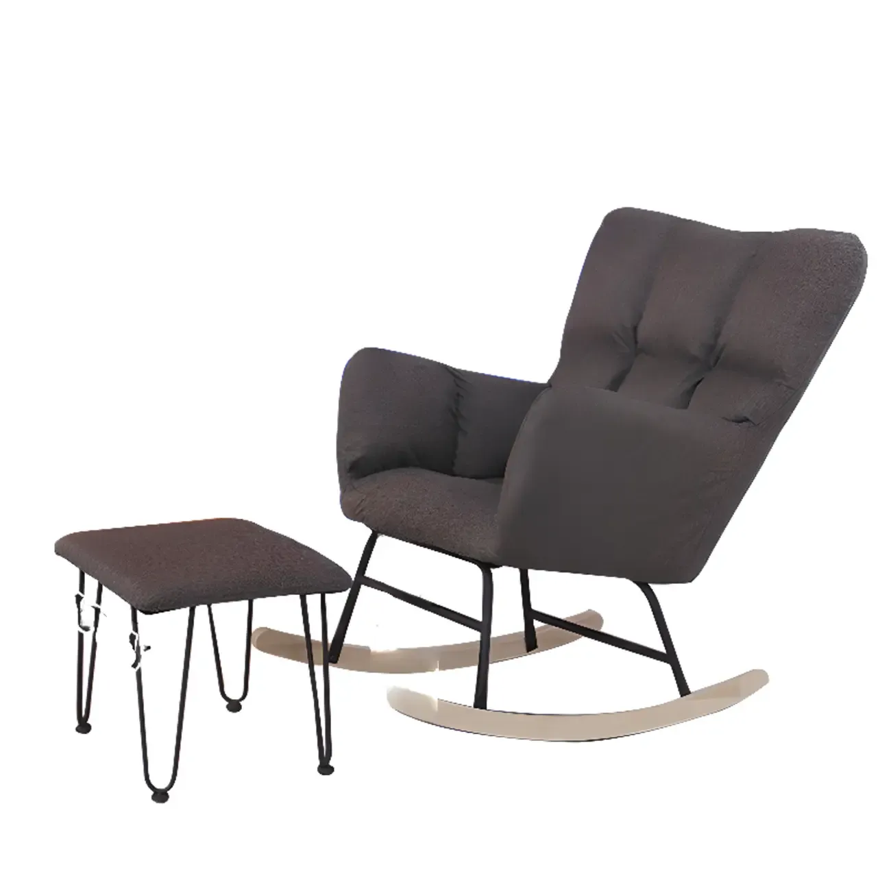 Tech Cloth Upholstered Wood Rocking Chair with Recessed Arm Image - 14