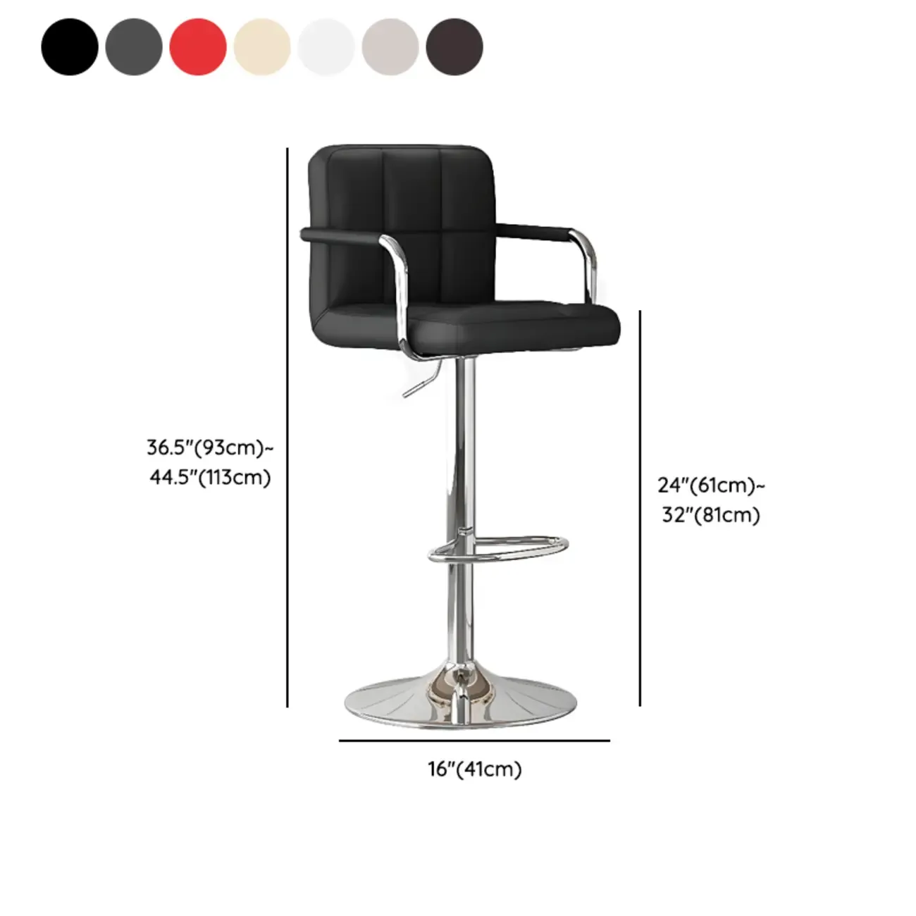 Adjustable Swivel Bar Stools with Cushioned Backrest #size
