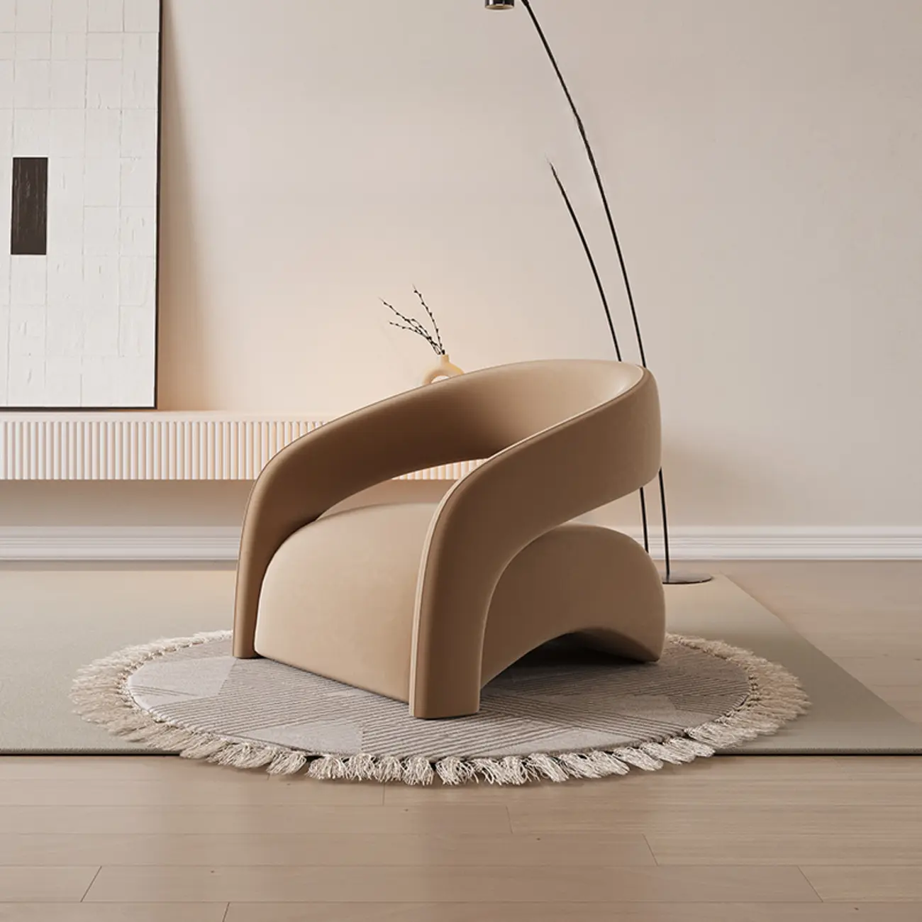 Modern Velvet/Sherpa Barrel Chair for Living Room Image - 3 | homeyfad