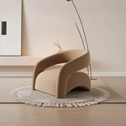 Modern Velvet/Sherpa Barrel Chair for Living Room Image - 3