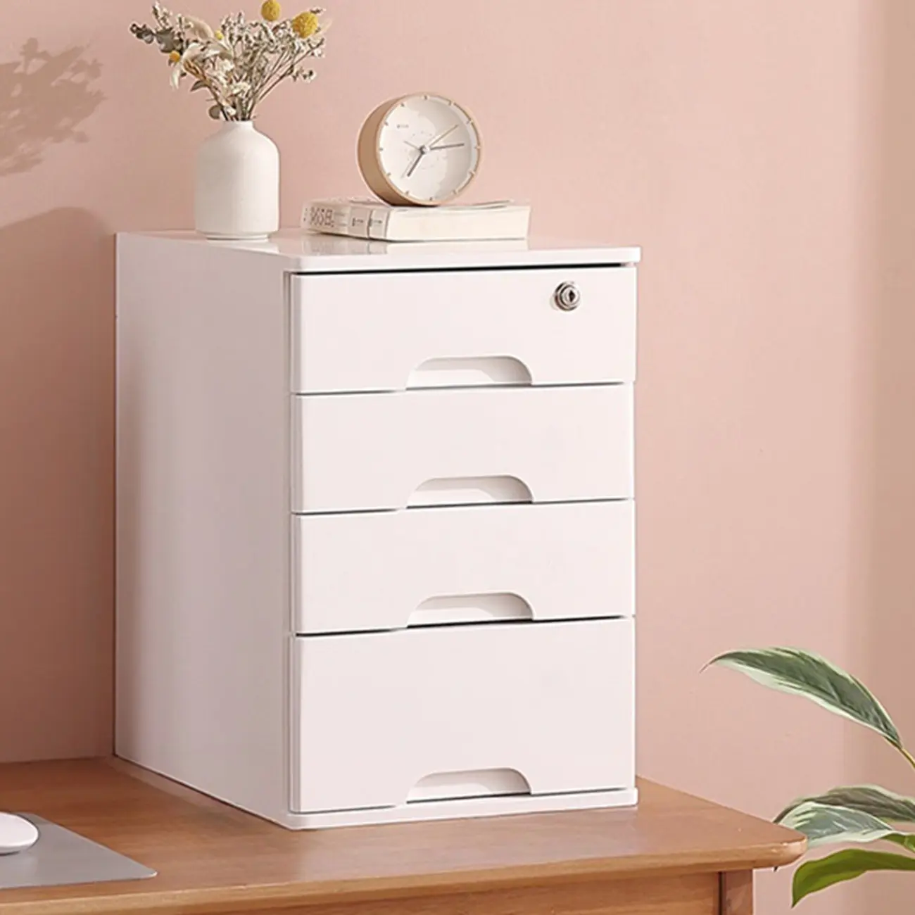 Traditional Natural Wood Vertical Filing Cabinet with Key Lock Image - 2 | homeyfad