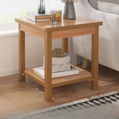 Minimalist Black Wood End Table with Storage for Living Room Image - 27