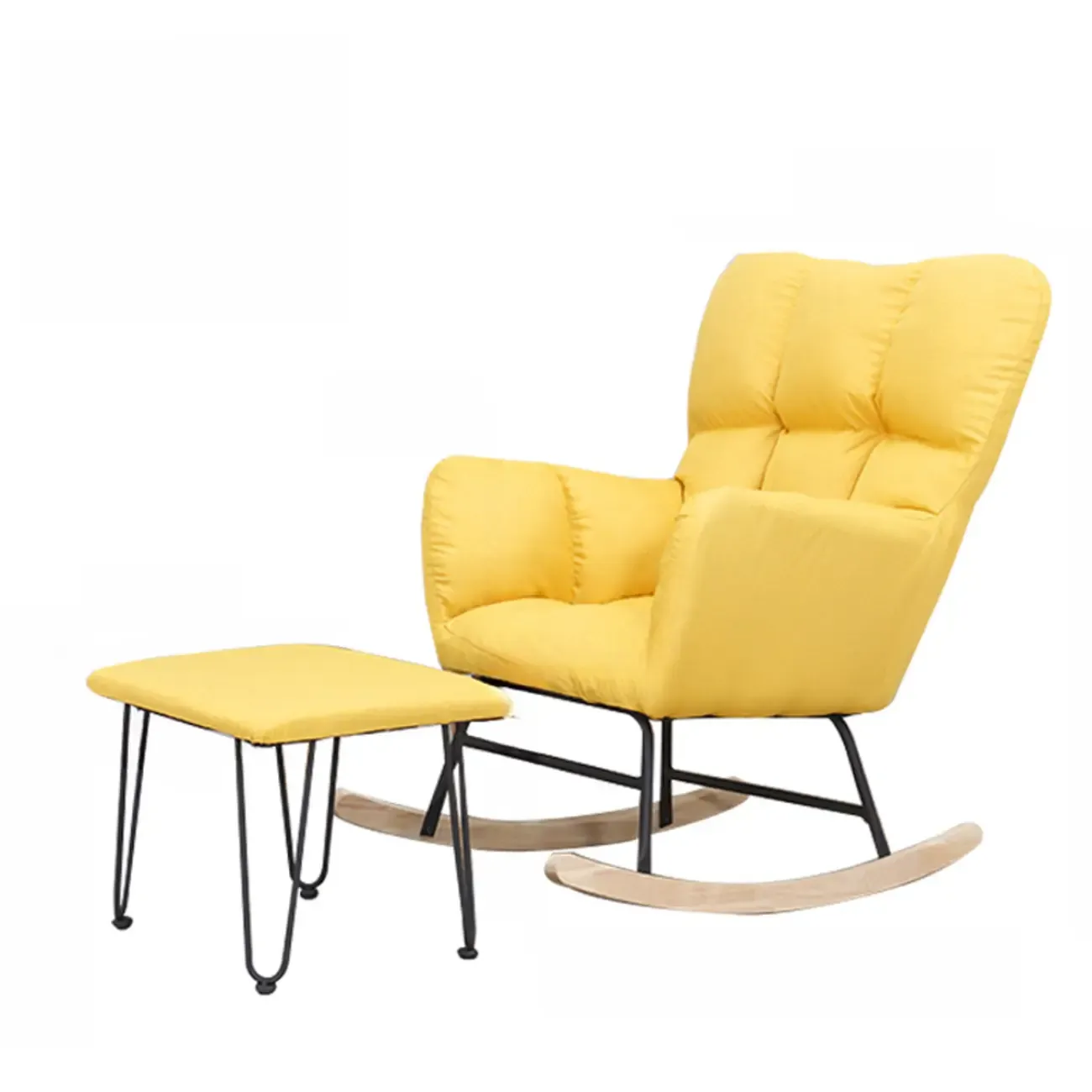 Tech Cloth Upholstered Wood Rocking Chair with Recessed Arm Image - 17