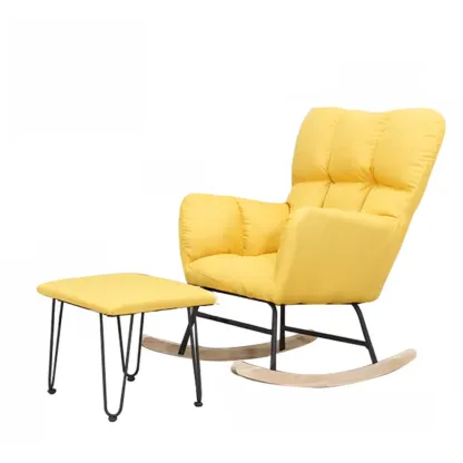 Tech Cloth Upholstered Wood Rocking Chair with Recessed Arm Image - 17