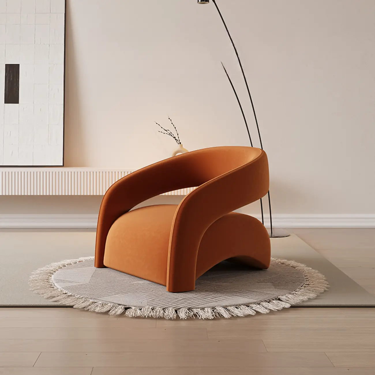 Modern Velvet/Sherpa Barrel Chair for Living Room Image - 5 | homeyfad
