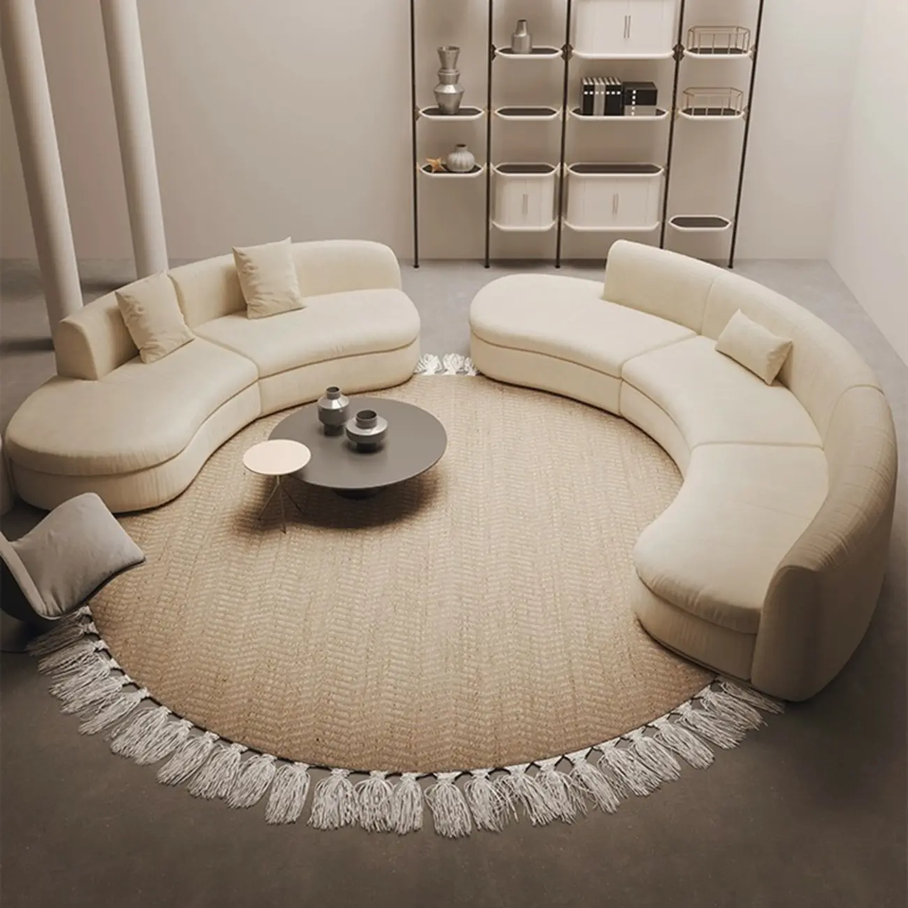 Unique Curved Sectional Sofa with Concealed Support Image - 1 | homeyfad