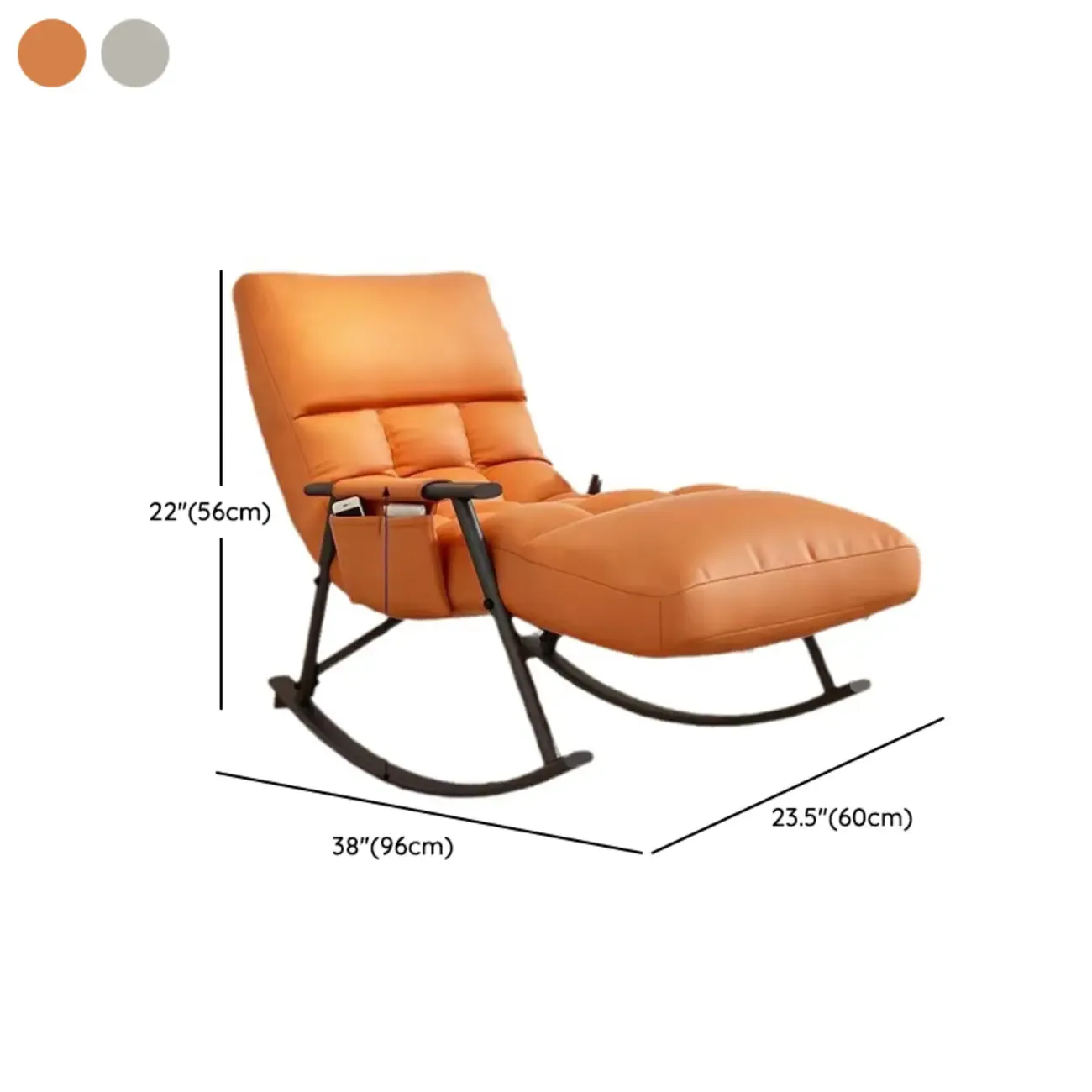 Modern Grey Upholstered Rocking Chair with Ottoman for Living Room Image - 13