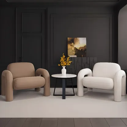 Ergonomic Flannel Arm Chair for Living Room Image - 3