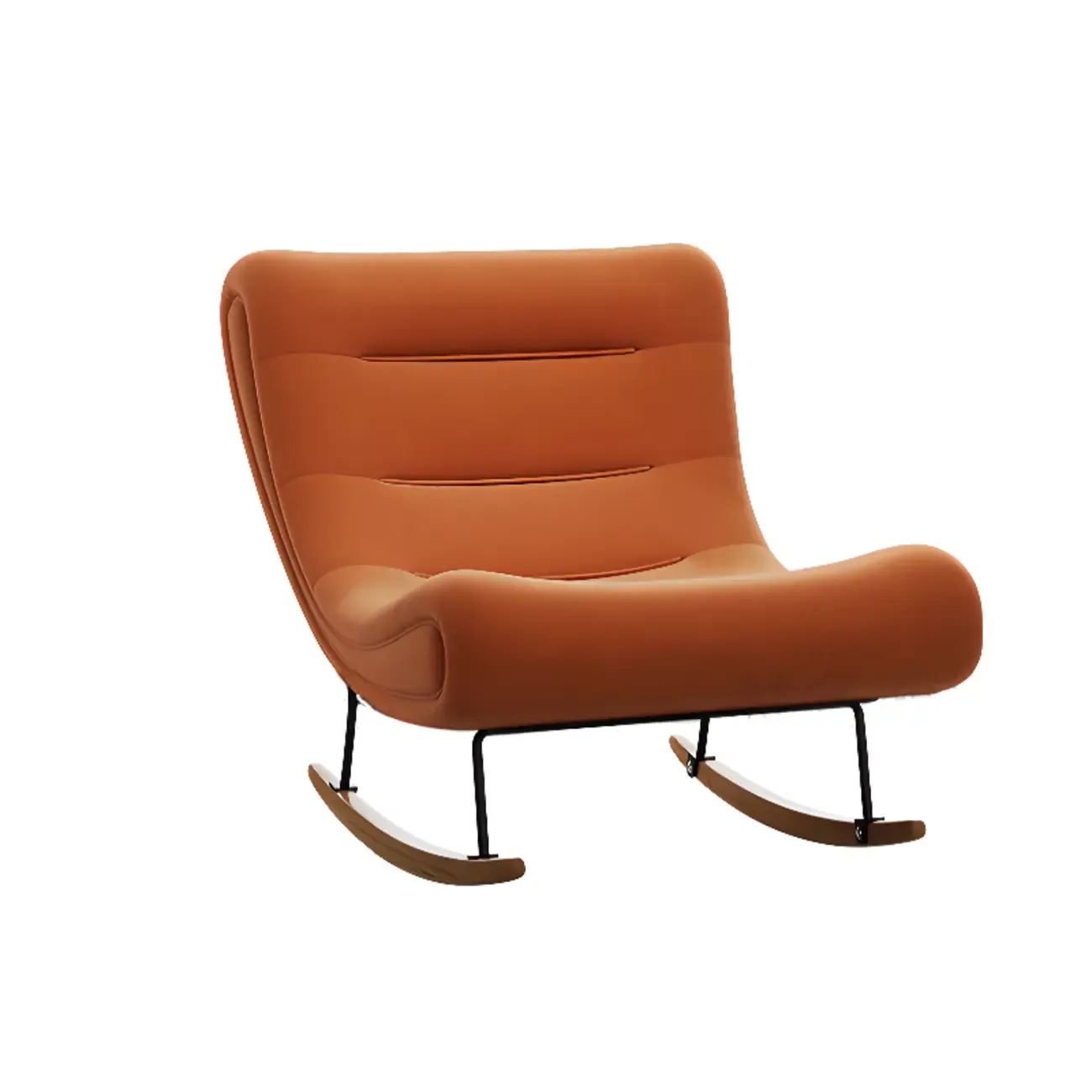Ergonomic Wooden Upholstered Rocking Chair for Living Room Image - 4