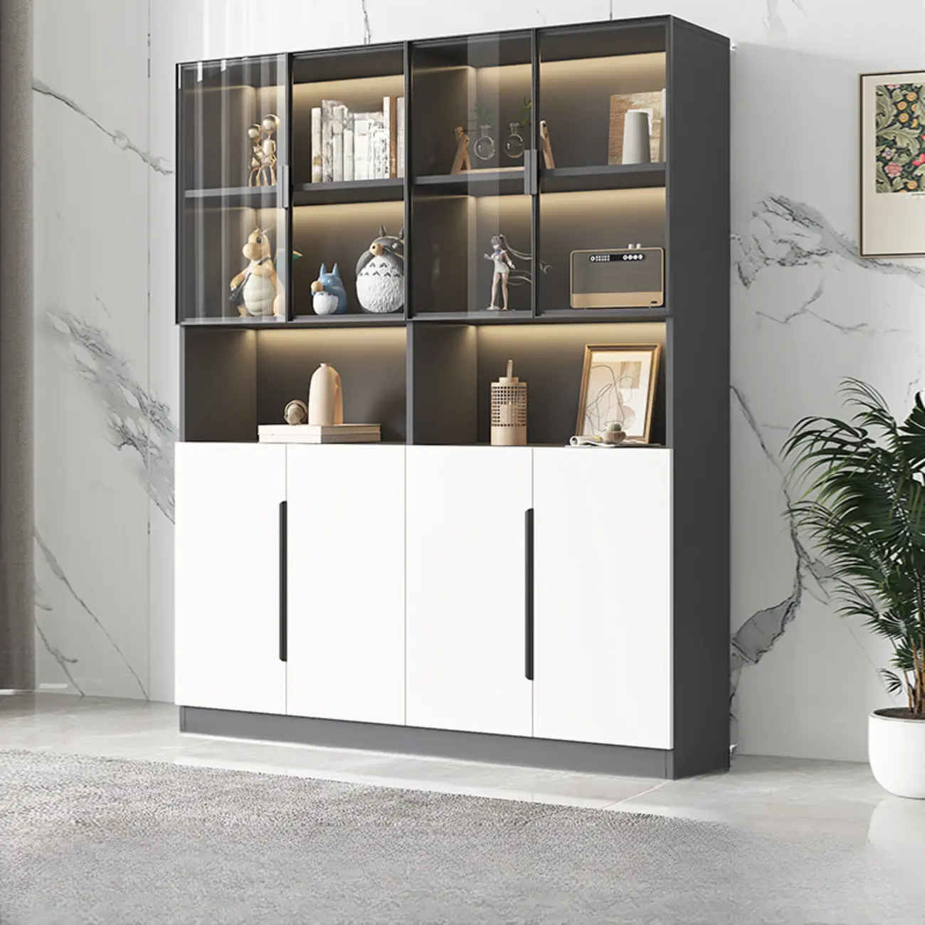 Nordic Wooden Display Cabinet with Open Shelves for Kitchen Image - 2 | homeyfad