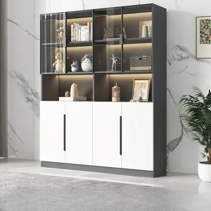 Nordic Wooden Display Cabinet with Open Shelves for Kitchen Image - 2