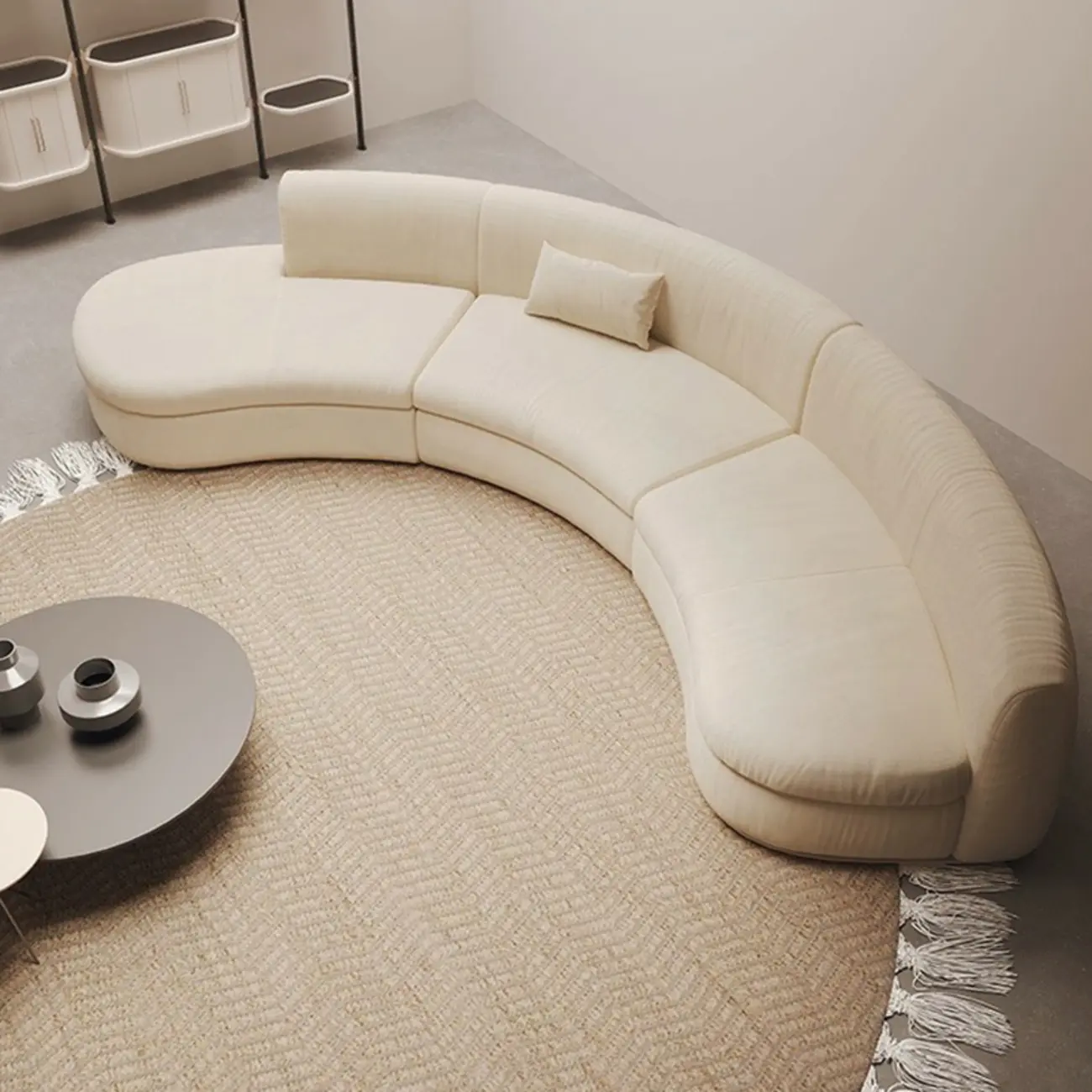 Unique Curved Sectional Sofa with Concealed Support Image - 2 | homeyfad