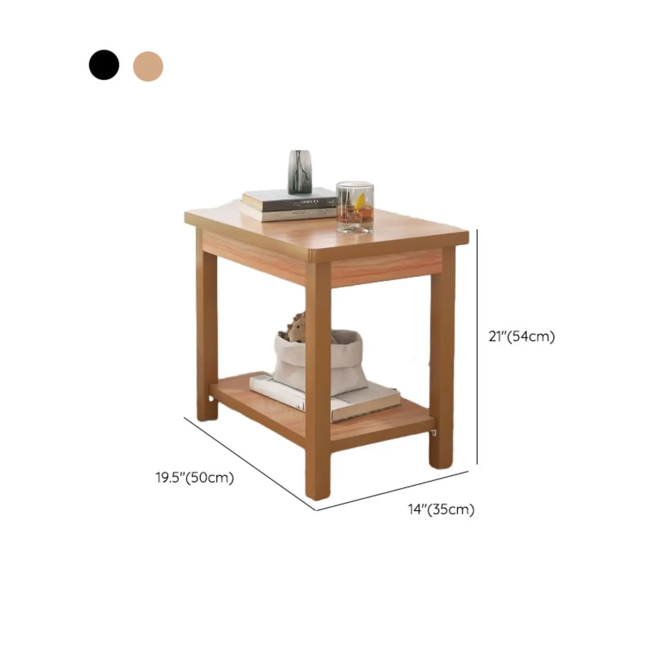 Minimalist Black Wood End Table with Storage for Living Room #size | homeyfad