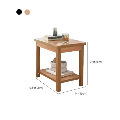 Minimalist Black Wood End Table with Storage for Living Room #size