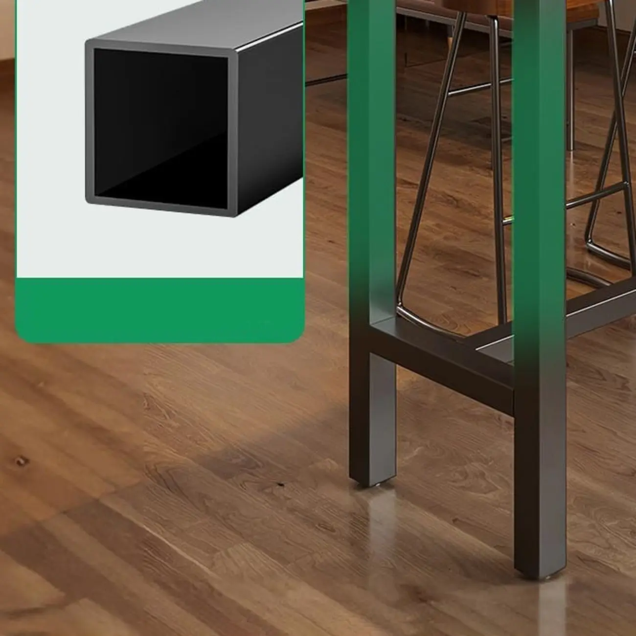 Contemporary Wooden Long Bar Table with Metal Footrest for 8 People Image - 3 | homeyfad