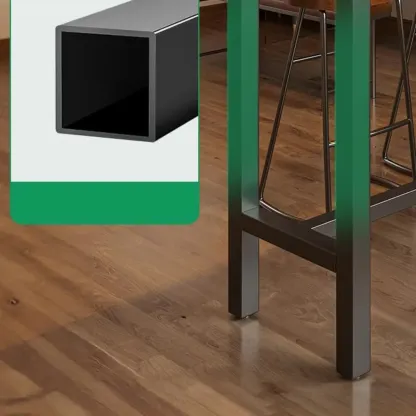 Contemporary Wooden Long Bar Table with Metal Footrest for 8 People Image - 3