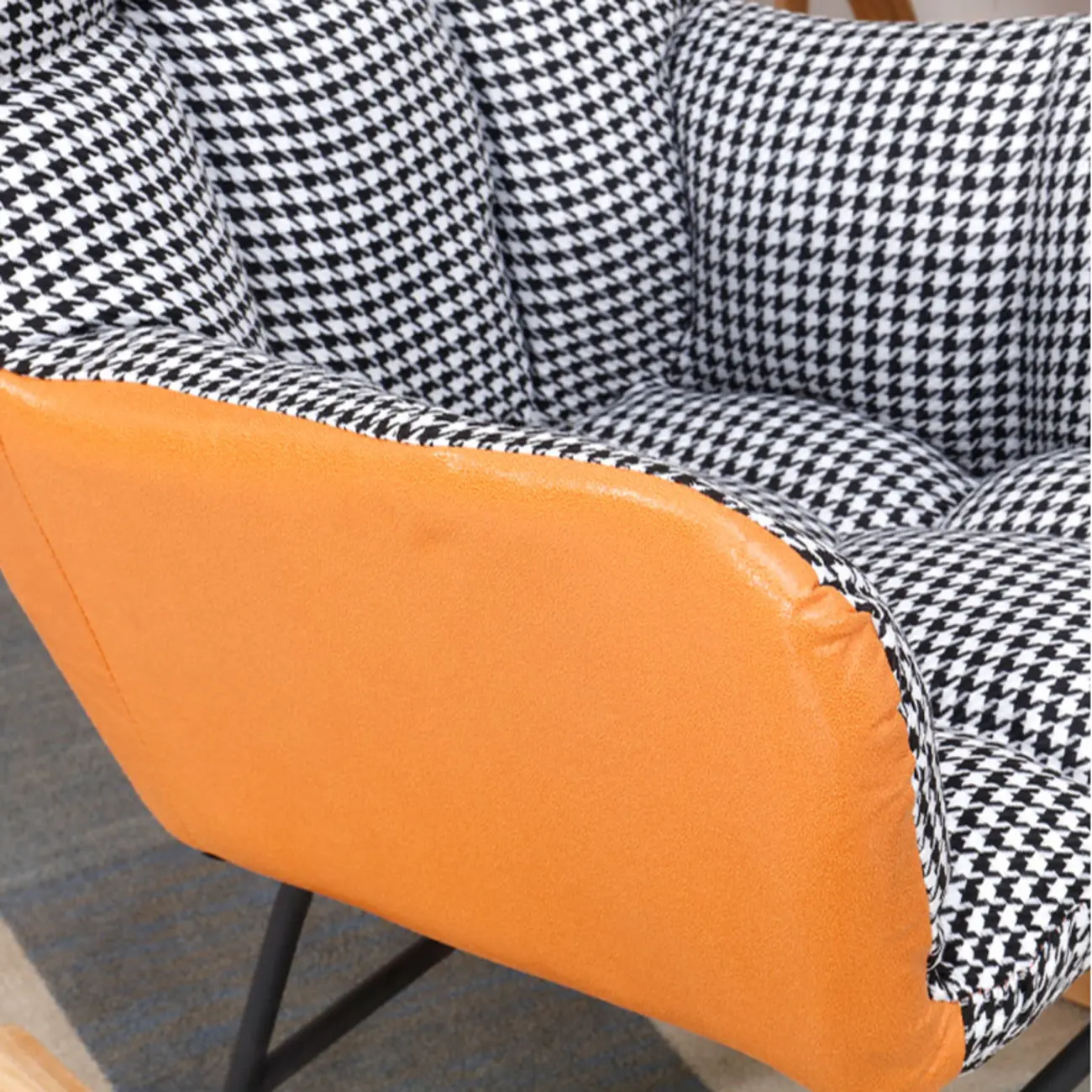 Tech Cloth Upholstered Wood Rocking Chair with Recessed Arm Image - 19 | homeyfad