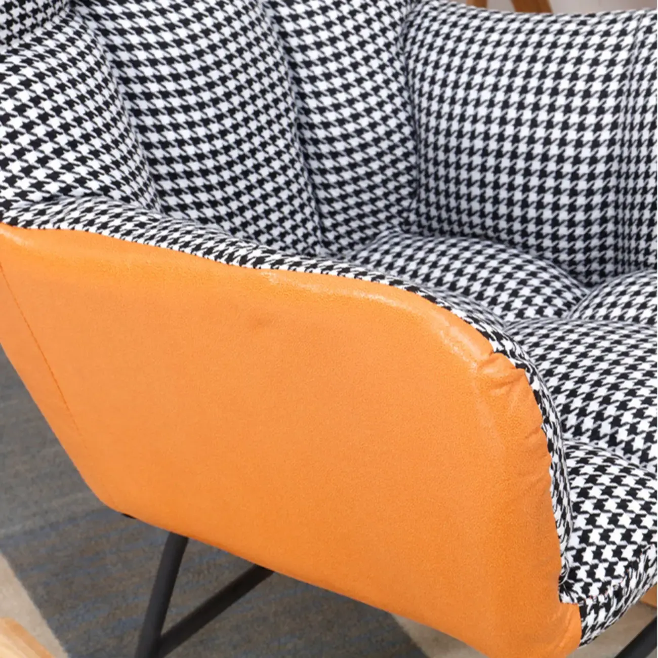 Tech Cloth Upholstered Wood Rocking Chair with Recessed Arm Image - 19