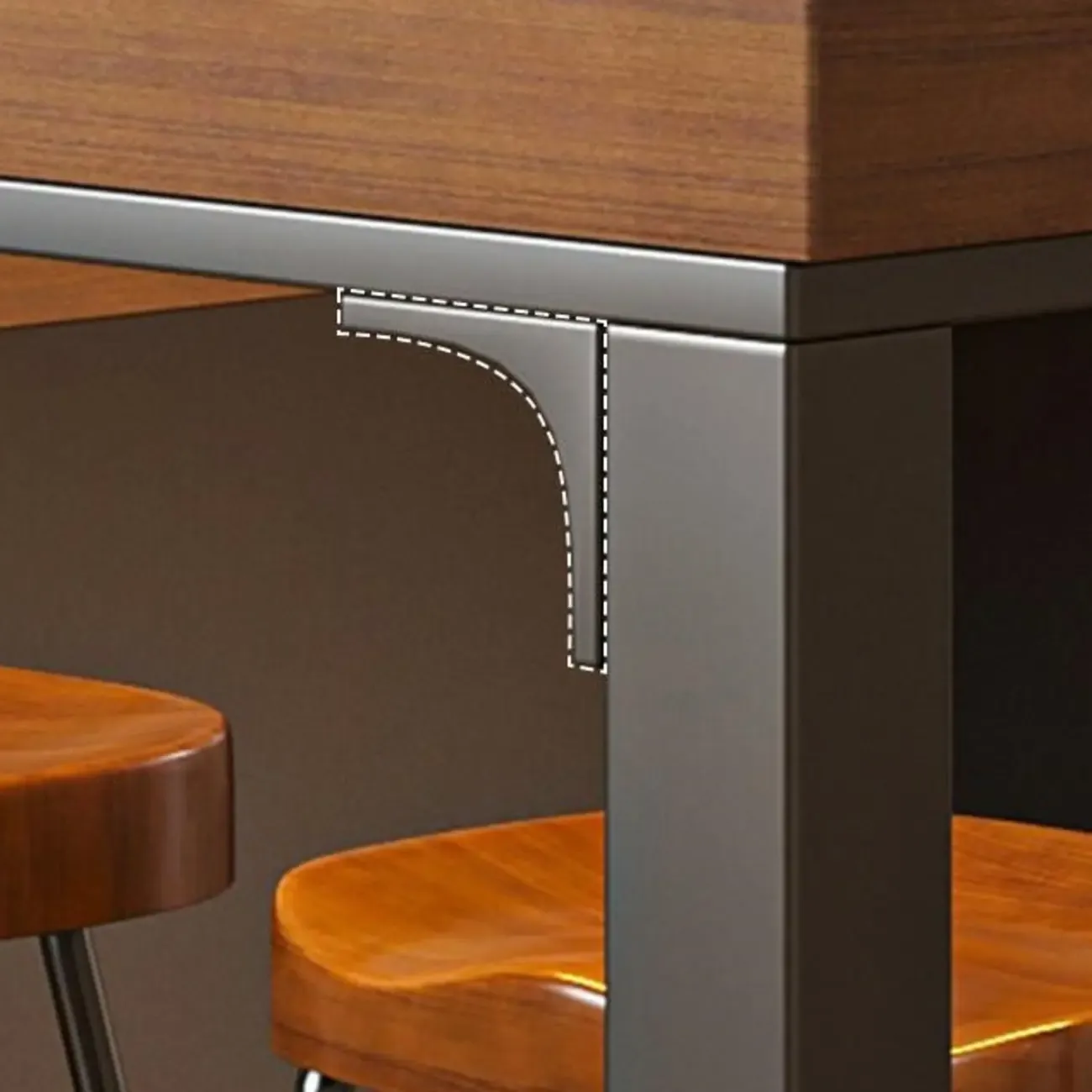 Contemporary Wooden Long Bar Table with Metal Footrest for 8 People Image - 4