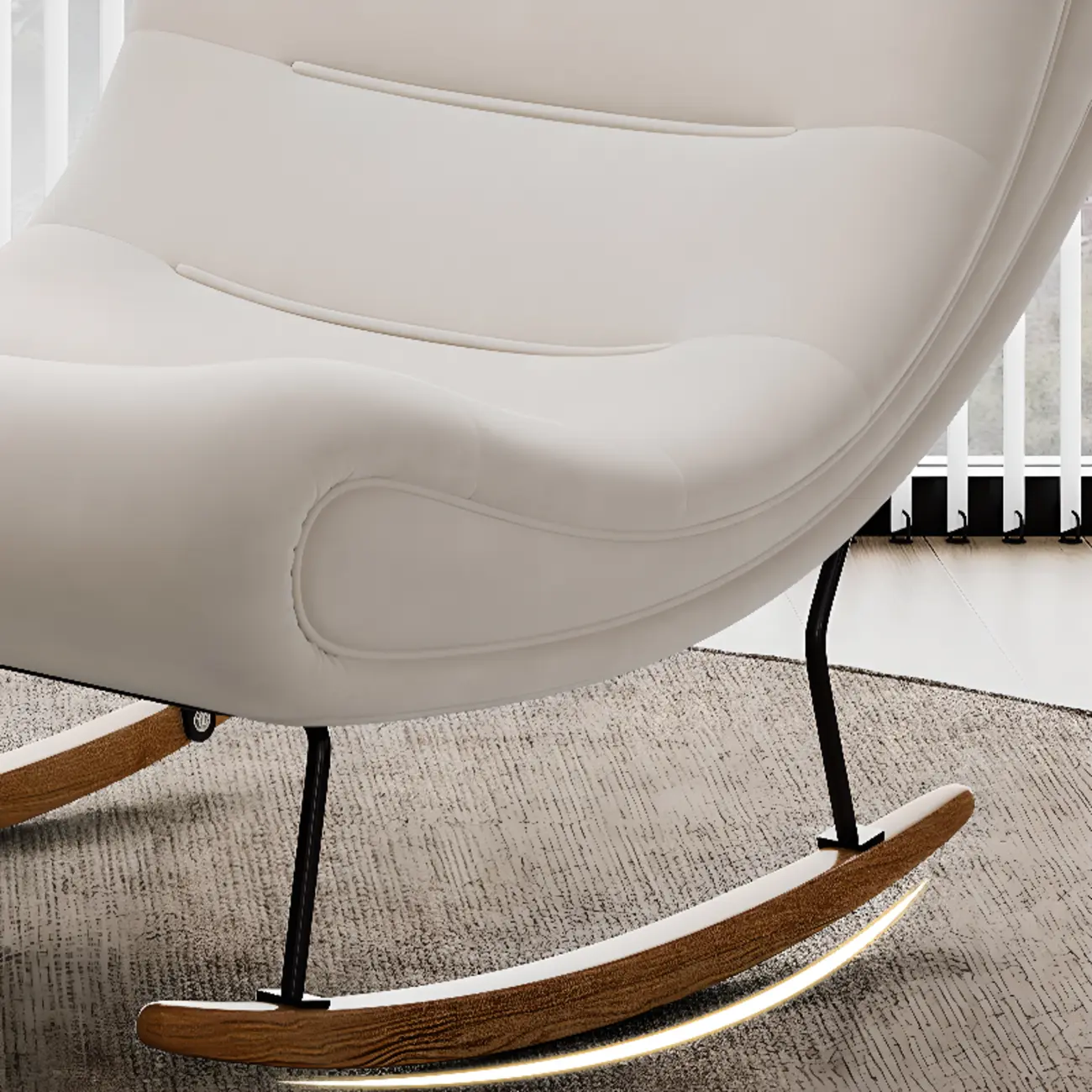 Ergonomic Wooden Upholstered Rocking Chair for Living Room Image - 6 | homeyfad