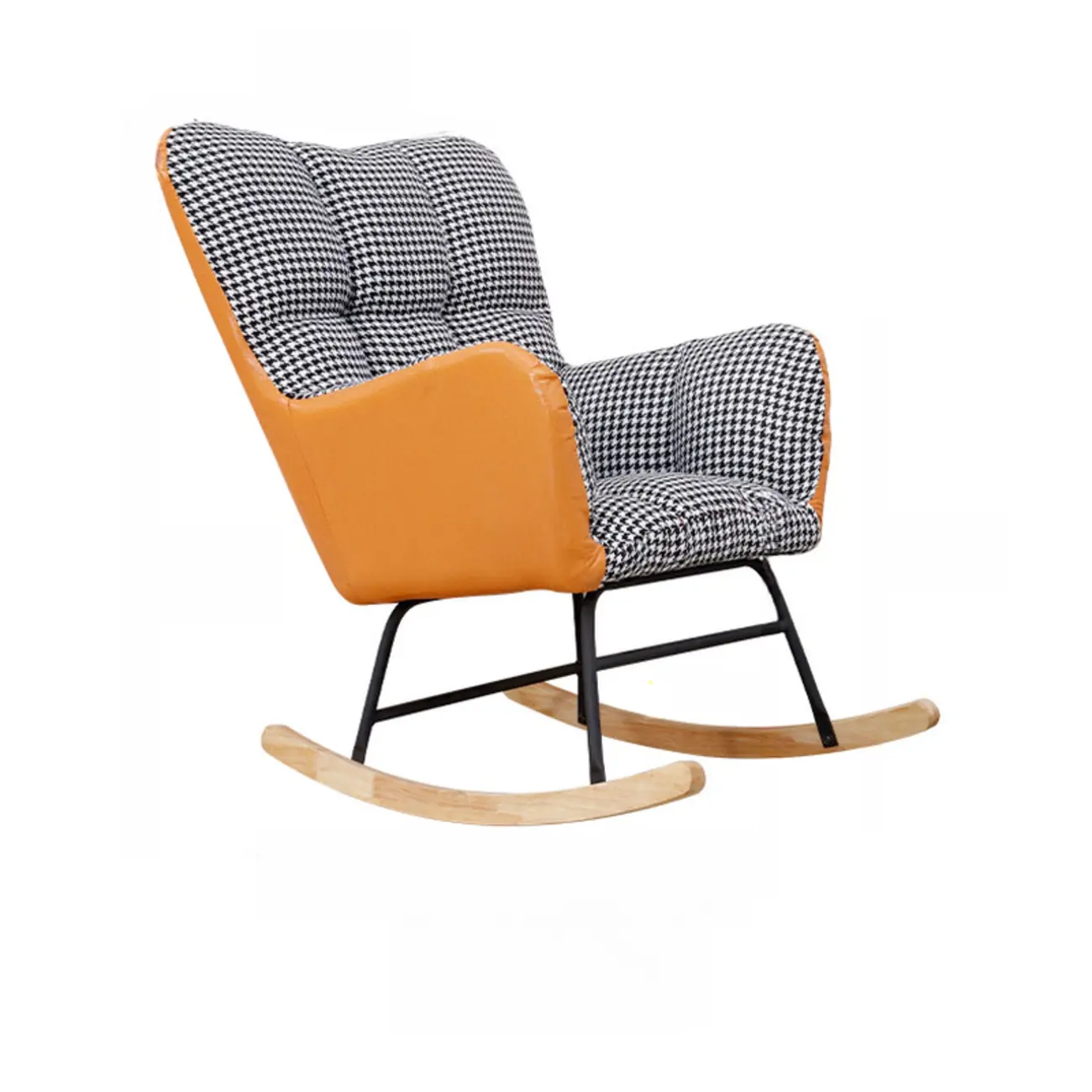 Tech Cloth Upholstered Wood Rocking Chair with Recessed Arm Image - 21 | homeyfad
