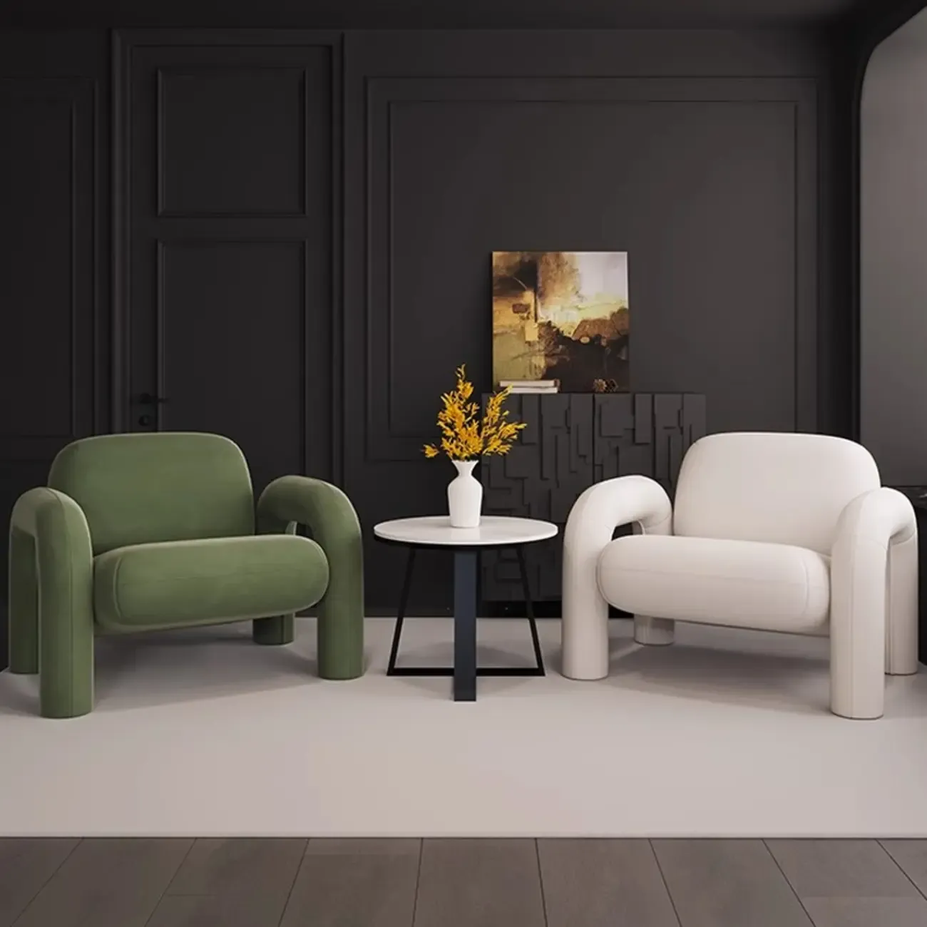 Ergonomic Flannel Arm Chair for Living Room Image - 7