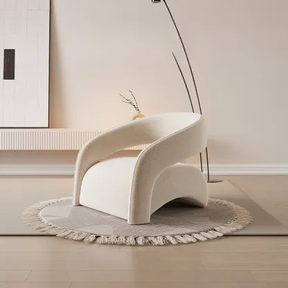 Modern Velvet/Sherpa Barrel Chair for Living Room Image - 9