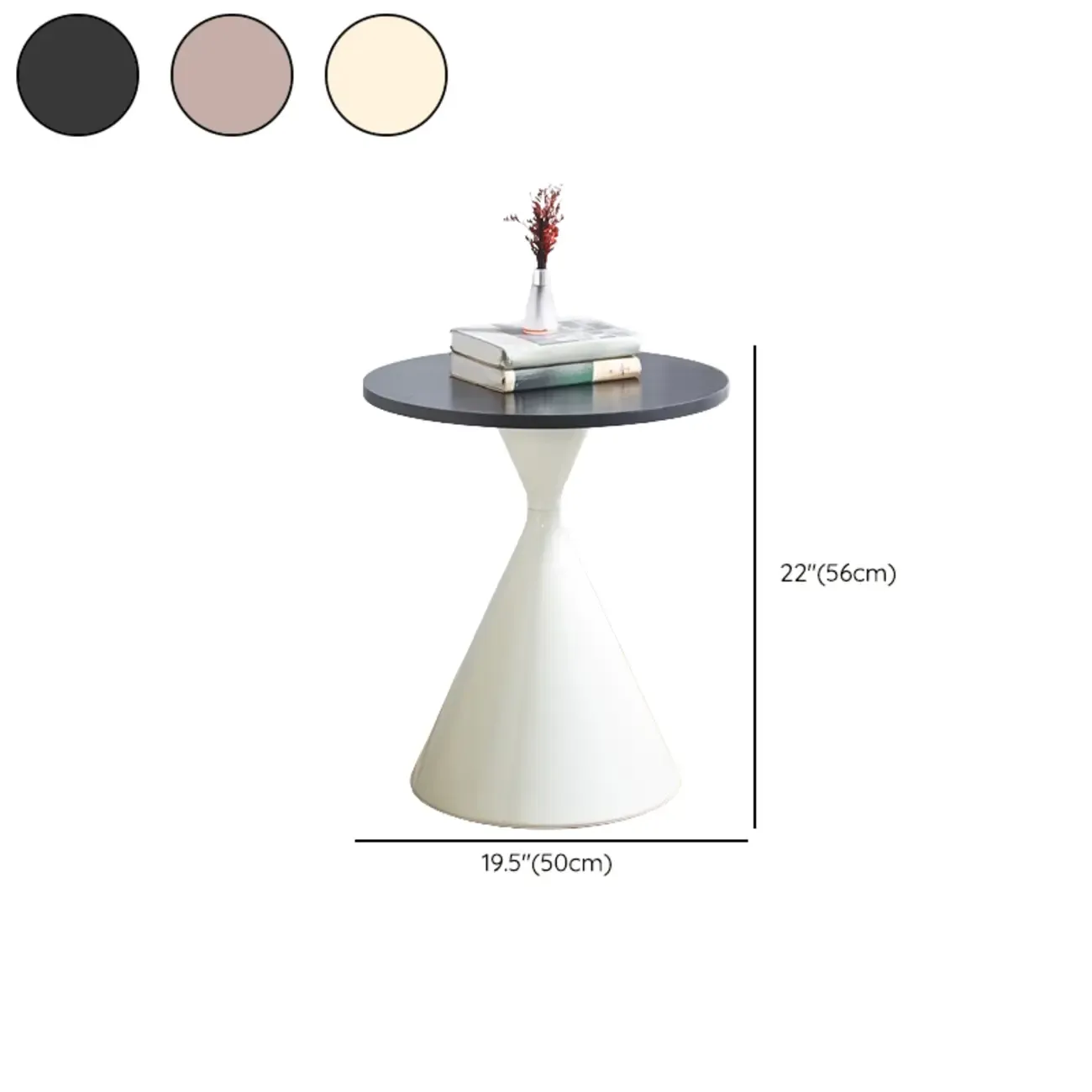 Modern Minimalist Round Coffee Table Set with Wooden Top #size