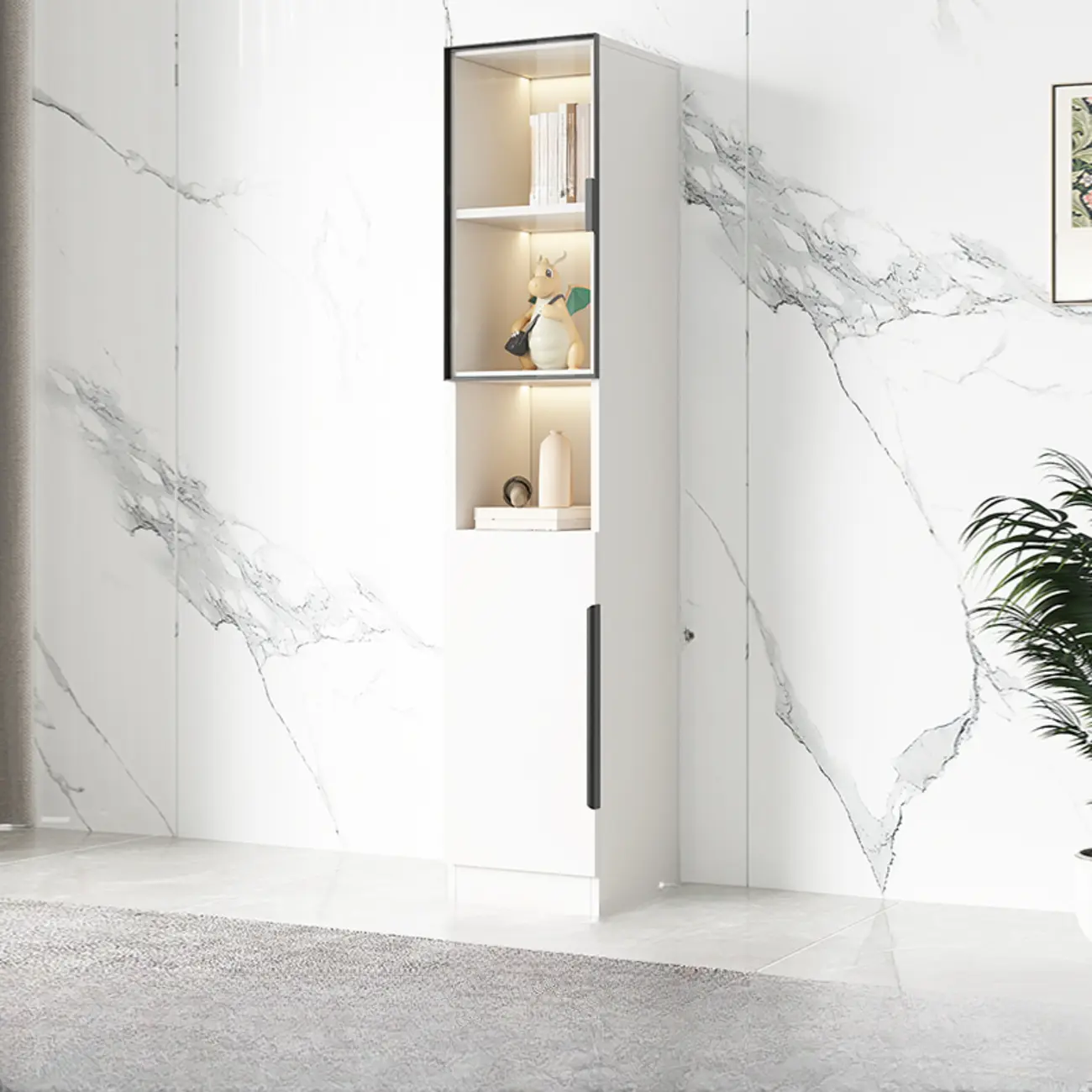 Nordic Wooden Display Cabinet with Open Shelves for Kitchen Image - 5 | homeyfad