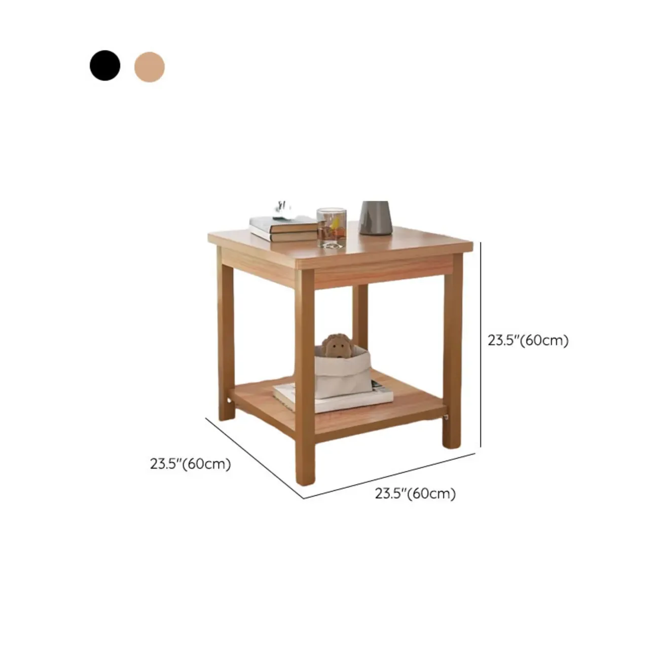 Minimalist Black Wood End Table with Storage for Living Room Image - 34