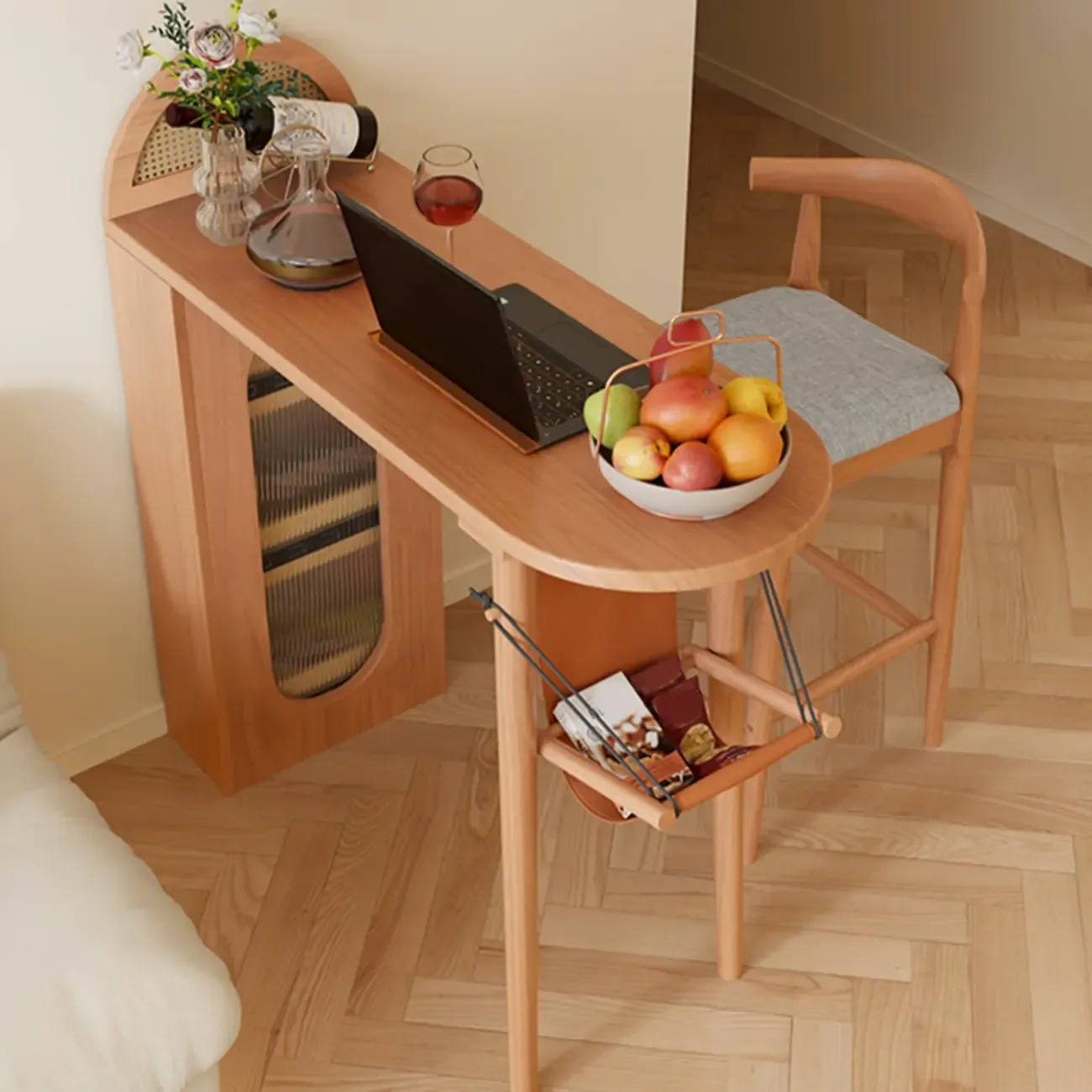 Modern 48-Inch Wooden Bar Table with Drawer Storage Image - 3