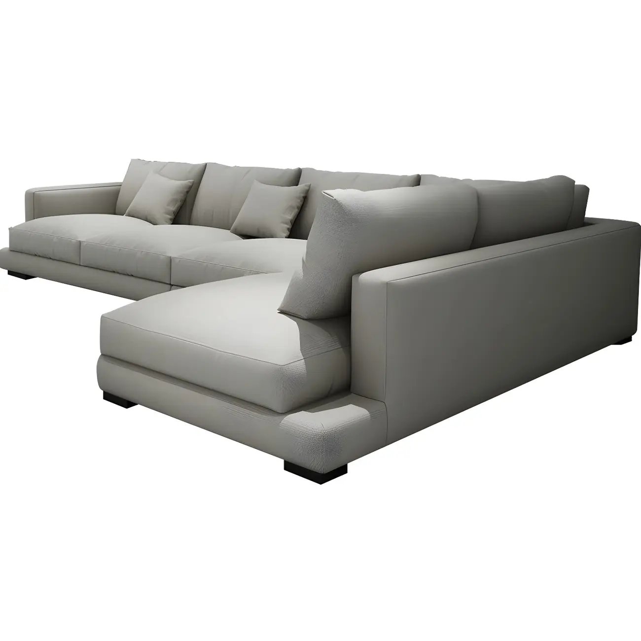 Modern Minimalist White Sectional Sofa Chaise with Linen Image - 2 | homeyfad
