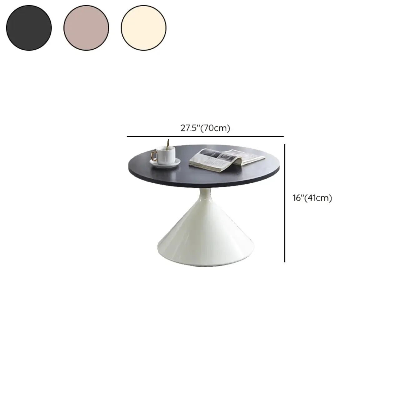 Modern Minimalist  Round Coffee Table Set with Wooden Top  Image - 24