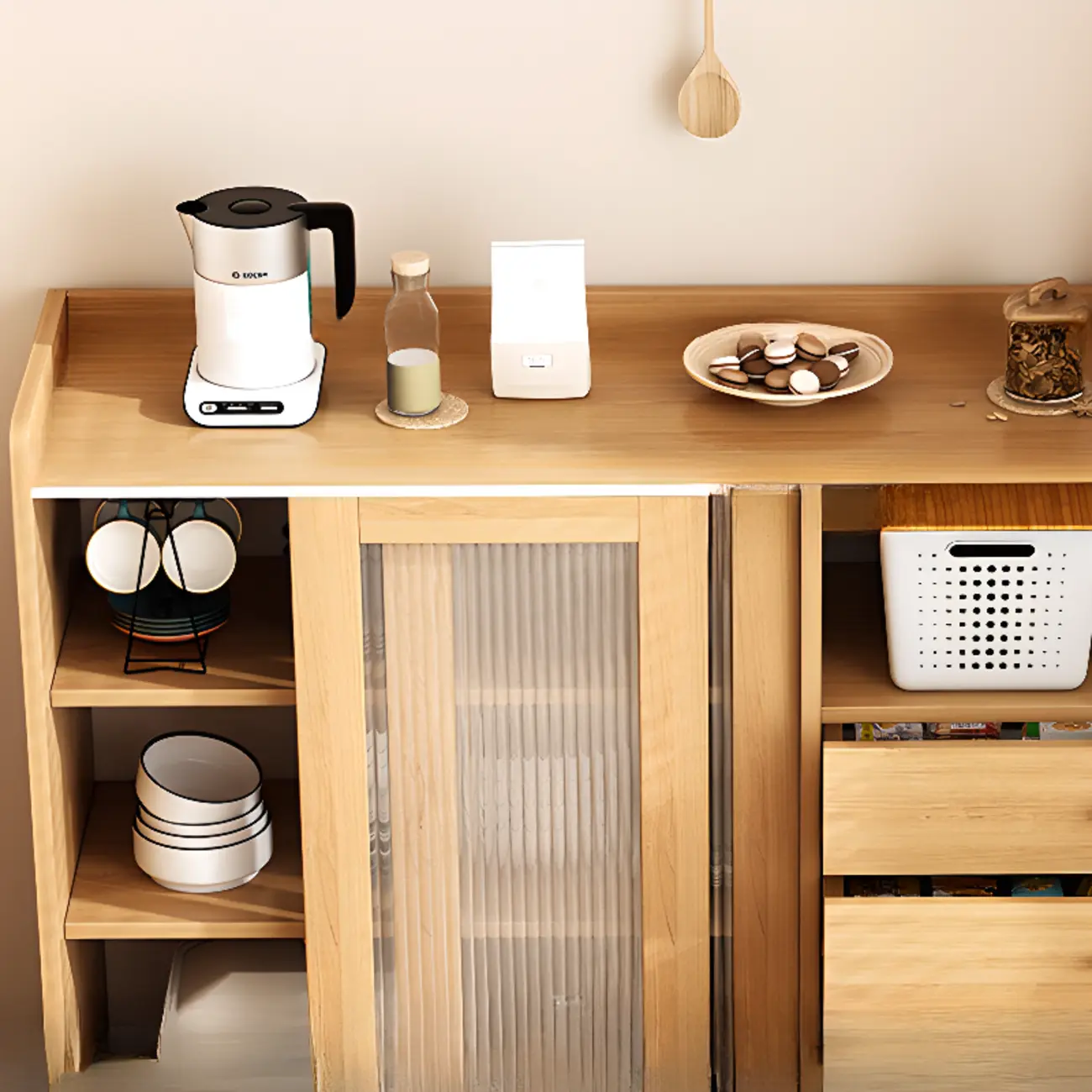 Modern Wooden Rectangle Accent Cabinet with Sliding Doors Image - 3 | homeyfad