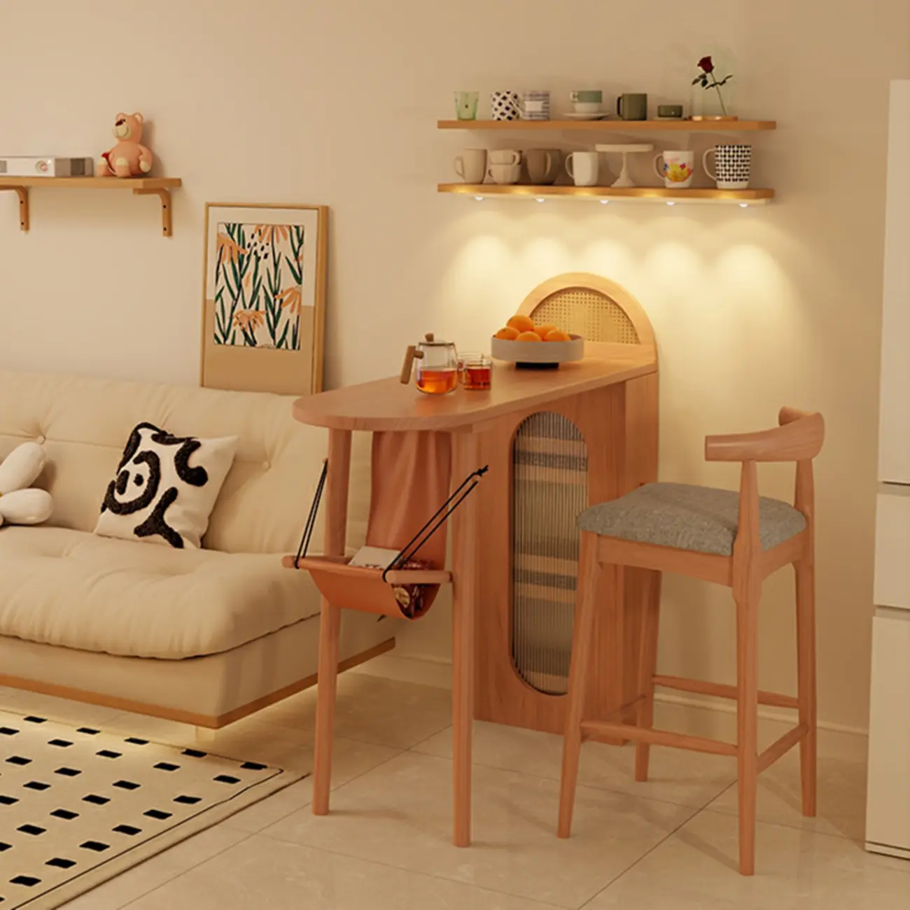 Modern 48-Inch Wooden Bar Table with Drawer Storage Image - 4 | homeyfad