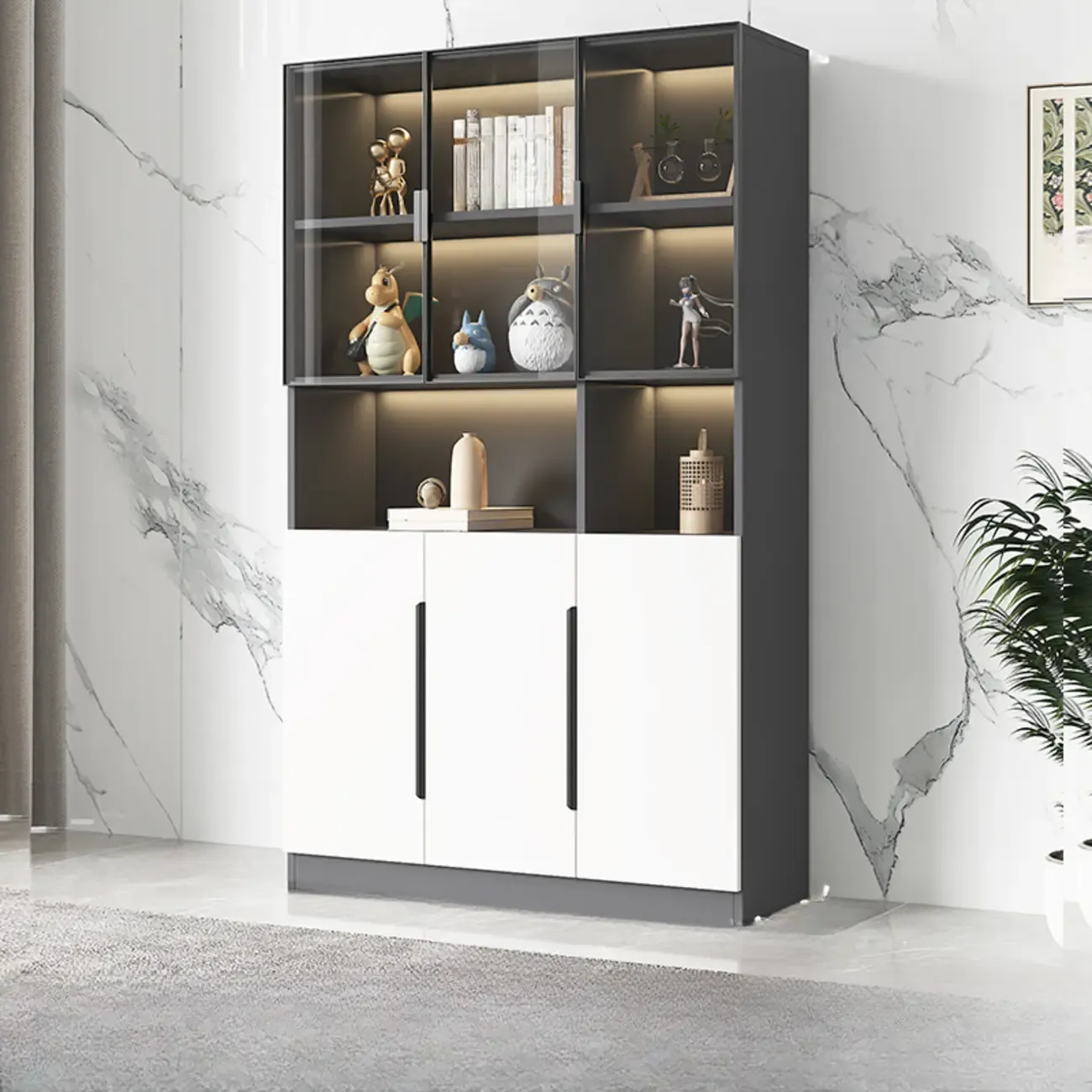 Nordic Wooden Display Cabinet with Open Shelves for Kitchen Image - 6