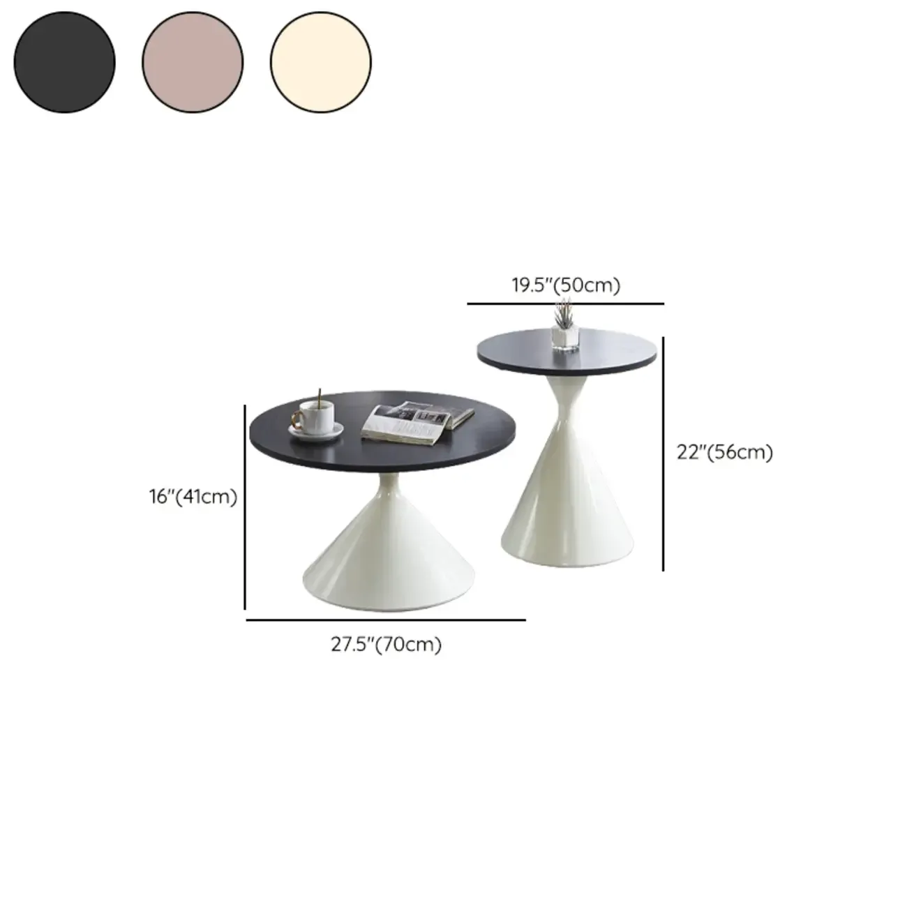 Modern Minimalist Round Coffee Table Set with Wooden Top Image - 25