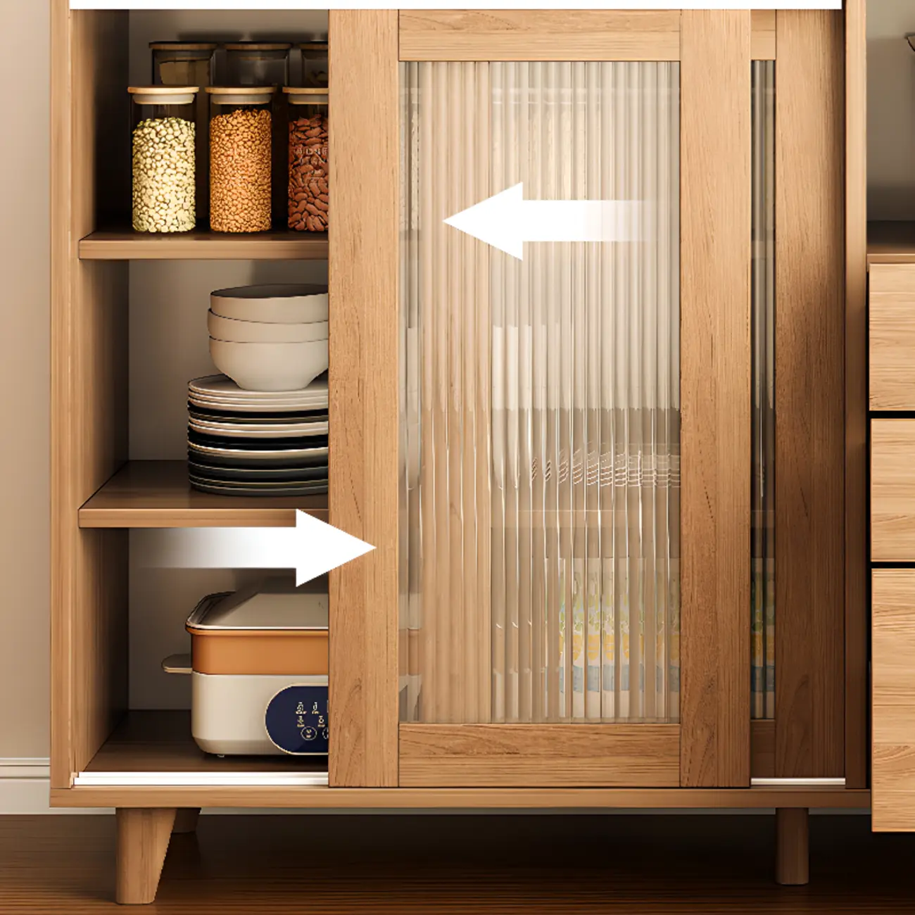 Modern Wooden Rectangle Accent Cabinet with Sliding Doors Image - 4 | homeyfad