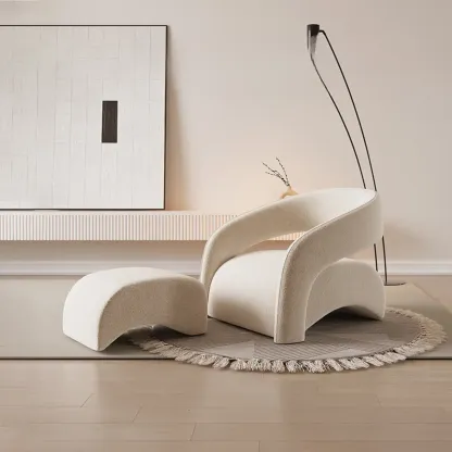 Modern Velvet/Sherpa Barrel Chair for Living Room Image - 11