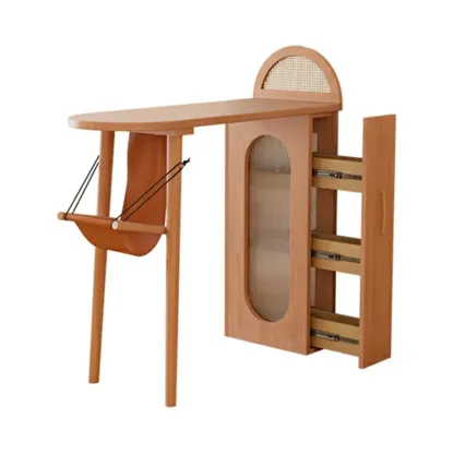 Modern 48-Inch Wooden Bar Table with Drawer Storage Image - 5