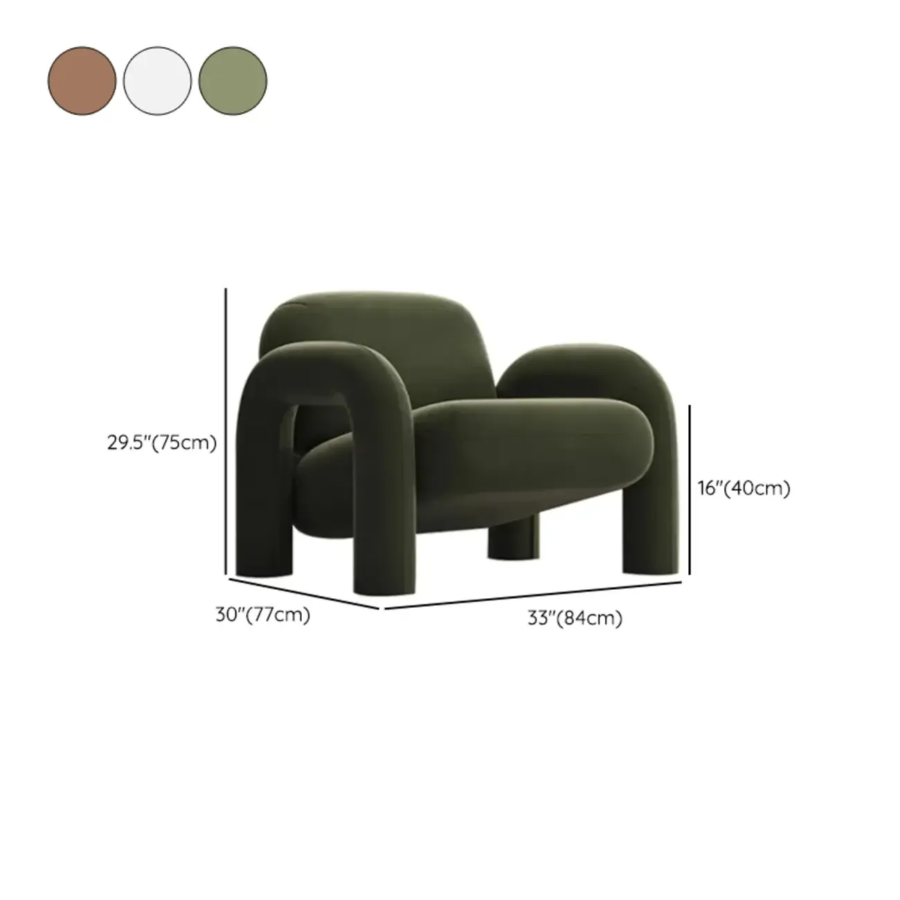 Ergonomic Flannel Arm Chair for Living Room #size